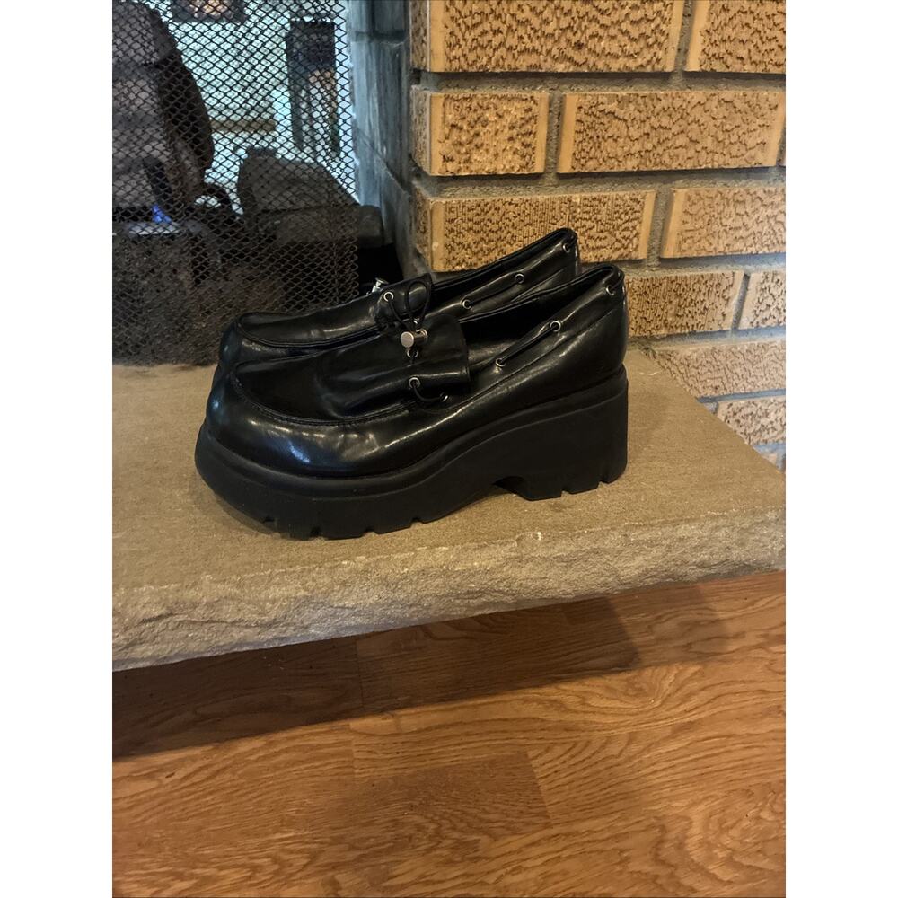 90s Y2K Vtg Black Chunky Platform Loafers, Shoes Women's Size‎ 10 RARE!